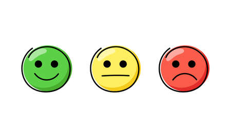 Set of emotions faces. Feedback scale. Vector illustrationのイラスト素材