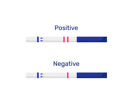 Positive and negative pregnancy tests isolated on white background. Vector illustrationのイラスト素材