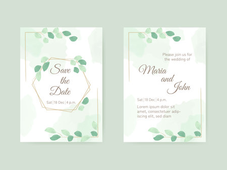 Watercolor wedding invitation card. vector illustrationのイラスト素材