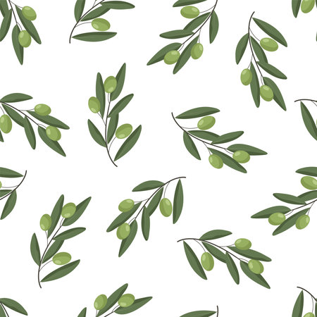 Seamless pattern with olive branches. vector illustrationのイラスト素材