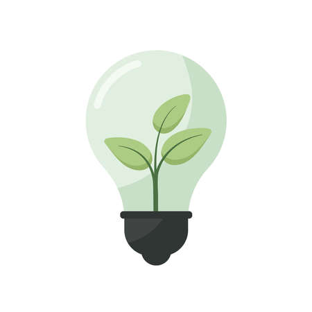 Lightbulb with plant inside isolated on white background. green energy concept. vector illustrationのイラスト素材