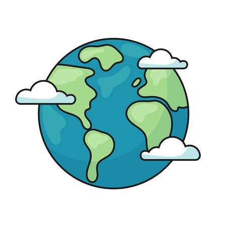 Earth icon isolated on white background. vector illustrationのイラスト素材