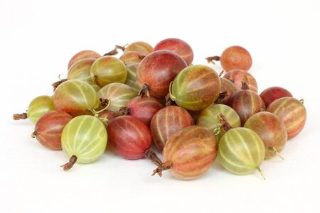 gooseberries Ribes uva-crispa on a white backgroundの写真素材