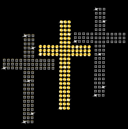 Set of crosses on black background.Vector illustration.のイラスト素材