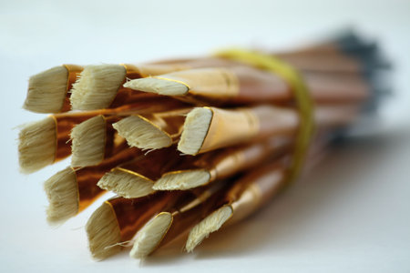  Yellow brushes for drawing on white background (isolated) ** Note: Slight blurriness, best at...