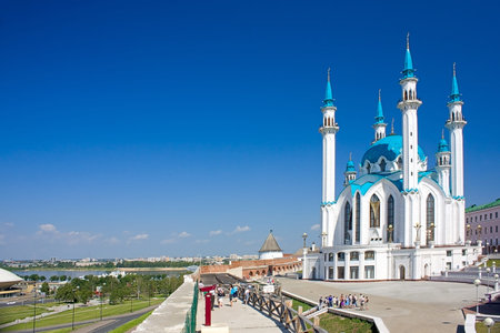 View of the beautiful Qolsharif Mosque in Kremlin, Kazan, Russia.の写真素材