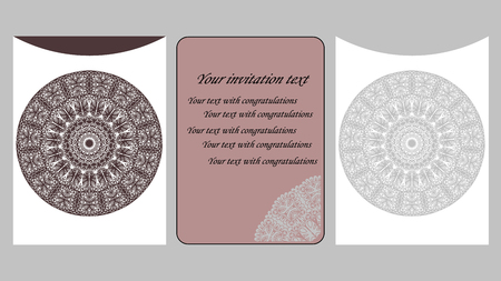 Paper cut out card. Laser cut pattern for invitation card for wedding. Paper cutouts. Wedding invitation template.のイラスト素材