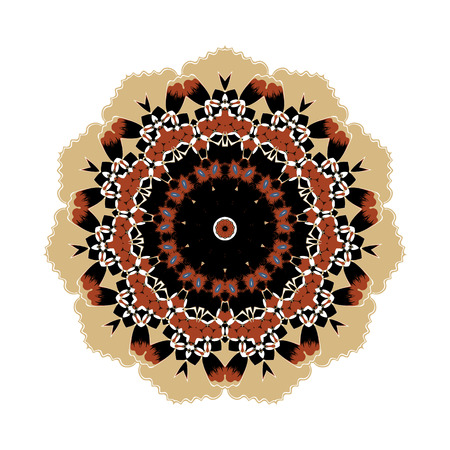 Oriental vector.Round decorative ornament mandala. Anti-stress therapy patterns. design element. Yoga logo, background for poster. Unusual flower shape.のイラスト素材