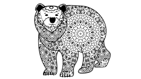 Abstract bear . Ornate isolated vector illustration. Hand drawn animal drawing. Zen tangle. Mandalaのイラスト素材