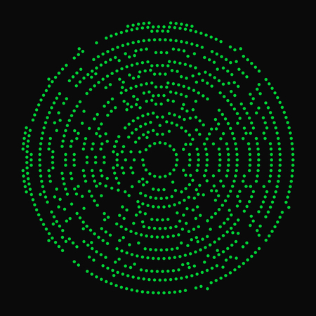 Rotating lights. Abstract vector background. Green dot circlesのイラスト素材