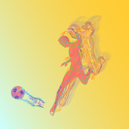 player, neon line, the ball,のイラスト素材