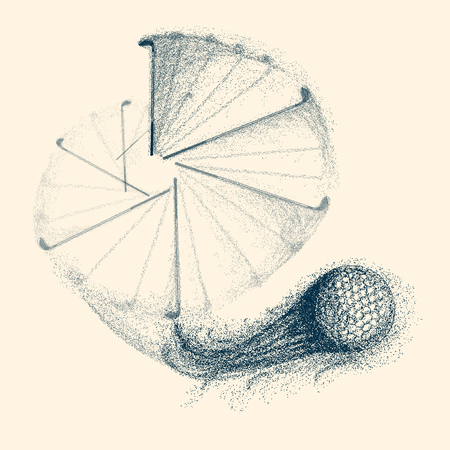 Stick and ball for Golf. Background, color can be changed in one click. Vector illustration.のイラスト素材