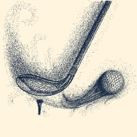 Ball and putter Golf , Isolated illustration on light Background. vectorのイラスト素材