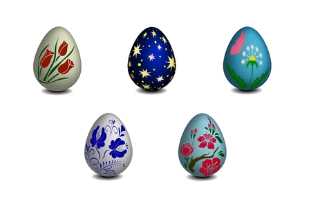 Set of Isolated realistic Easter eggs. Vector background.のイラスト素材