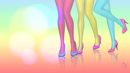 Colorful feet of people dancing on a club.のイラスト素材
