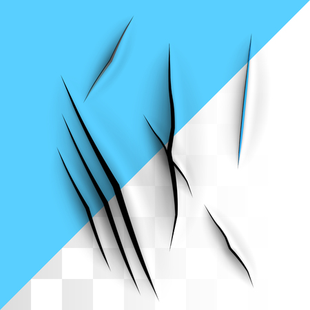 Big blue triangle shape placed in corner in transparent template with slash, paper cut design.のイラスト素材