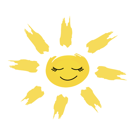 Smiling sun icon, vector illustrationのイラスト素材