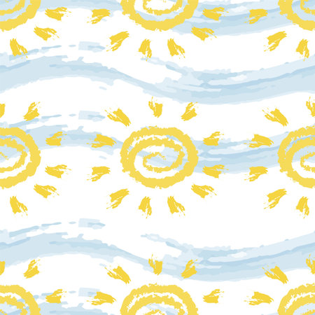 Sun seamless pattern background. flat vector illustration. Sun with ray sign symbol pattern.