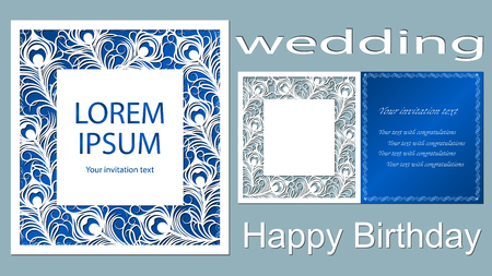 Wedding or happy birthday greeting card template vector illustrationのイラスト素材