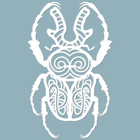 beetle paper. Laser cut. Set template for laser cutting and Plotter. Vector illustration. Pattern for the laser cut, plotter and screen printing...のイラスト素材