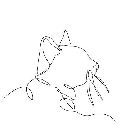 The cat is sitting. A continuous line. Vector illustration drawn with a single line ..のイラスト素材
