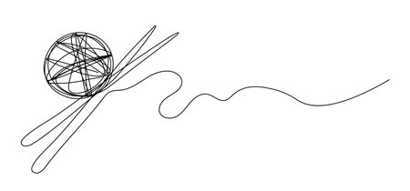 Knitting Day. A continuous line. Vector illustration drawn with a single line ..のイラスト素材