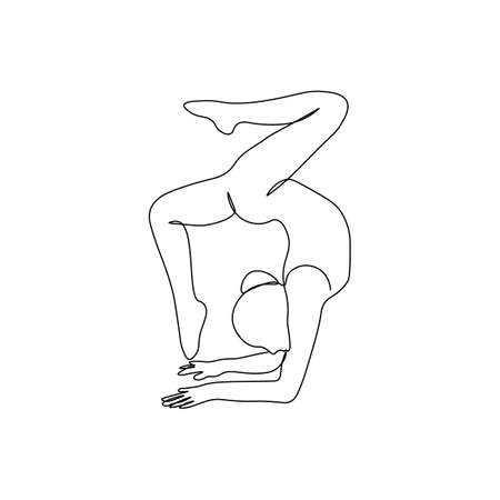 Yoga day. A female acrobat. Solid line. Vector illustration drawn with a single line ..のイラスト素材