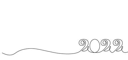 Continuous line 2022 lettering. Single path drawing. Vector illustration ...のイラスト素材