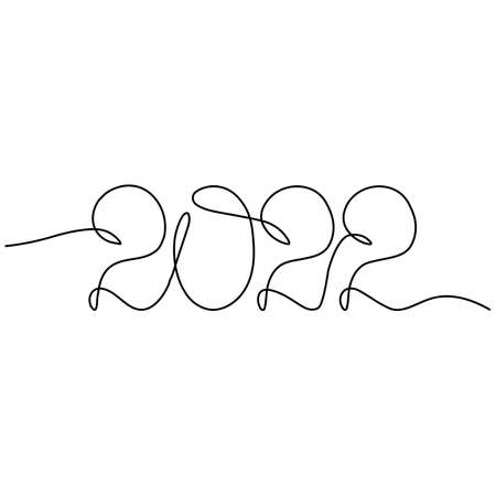 Continuous line 2022 lettering. Single path drawing. Vector illustration ...のイラスト素材