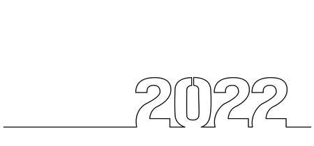 Continuous line 2022 lettering. Single path drawing. Vector illustration ...のイラスト素材