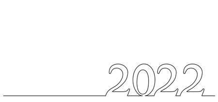 Continuous line 2022 lettering. Single path drawing. Vector illustration ...のイラスト素材