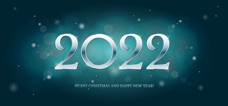 Silver numbers are 2022. Flashlights. Banner, greeting card, happy New Year. The inscription happy...