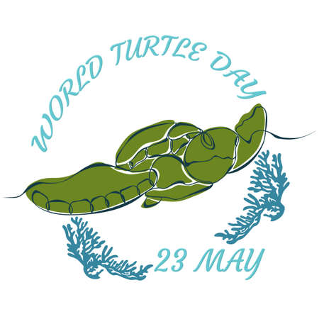 vector illustration. illustration for the banner. Turtle Protection Holiday. ocean day.のイラスト素材
