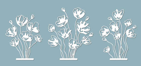 Vector illustration of beautiful bouquets of T-shirt for laser cutting. A design kit.のイラスト素材