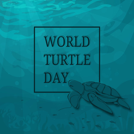 vector illustration. illustration for the banner. Turtle Protection Holiday. ocean day.のイラスト素材