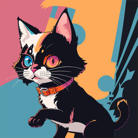 Stylish cat illustration, beautiful design. Vector design, print graffitiのイラスト素材