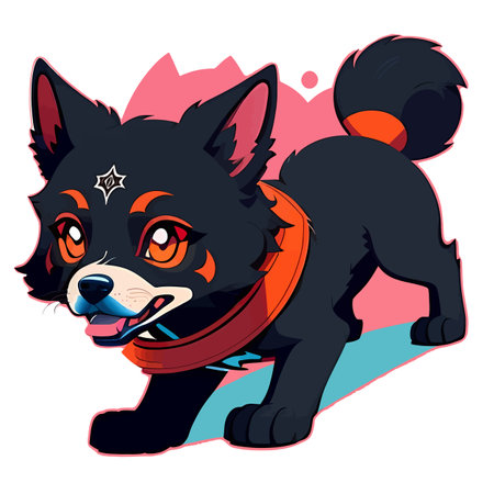 Stylish dog illustration, beautiful design. Vector design, print graffitiのイラスト素材