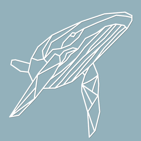 Beautiful whale illustration, graceful lines, laser cutting...のイラスト素材