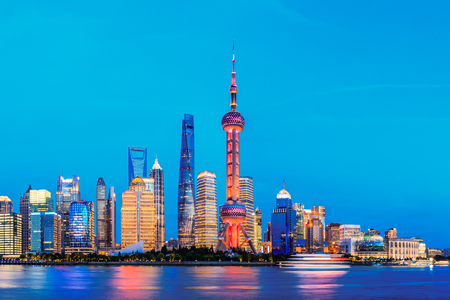 Shanghai cityscape at nightのeditorial素材