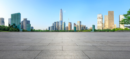 empty square floor and modern city skyline panorama in Shenzhen,China