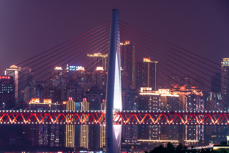 The night view of a prosperous city in chongqing, Chinaのeditorial素材