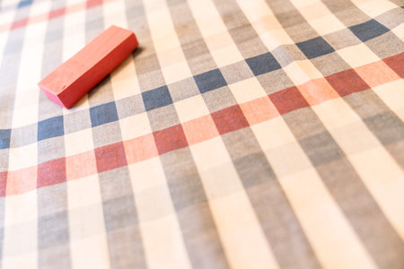 Close-up material of tartan textured tablecloth