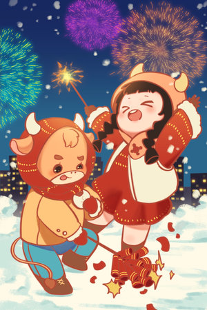 2021 New Year cartoon illustrationの写真素材