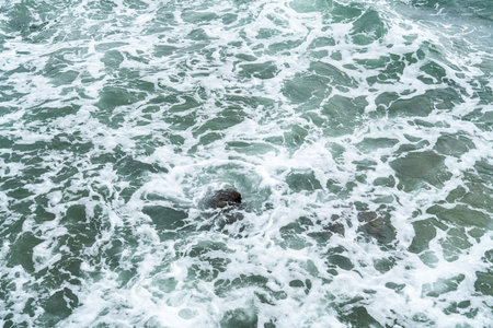 Volcanic rocks and reefs on the coastの写真素材