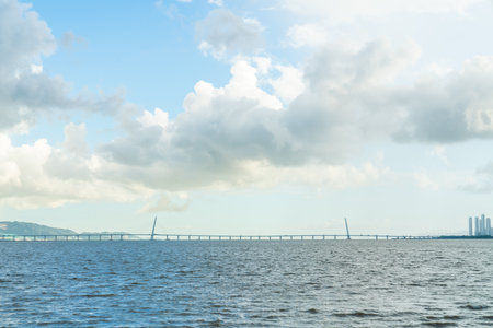 The ocean off Shenzhen, China, at sunsetの写真素材