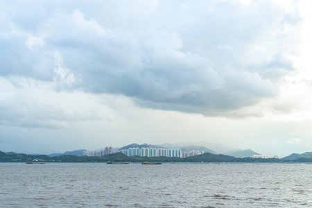 The ocean off Shenzhen, China, at sunset