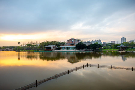 Riverside towns sunset view in China