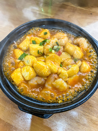 A delicious bowl of stewed tofuの写真素材