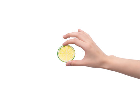 One hand held a lemonの写真素材