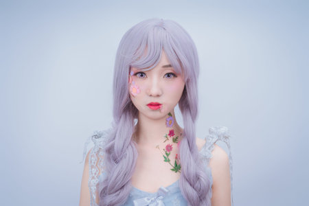 The girl in the blue dressの写真素材